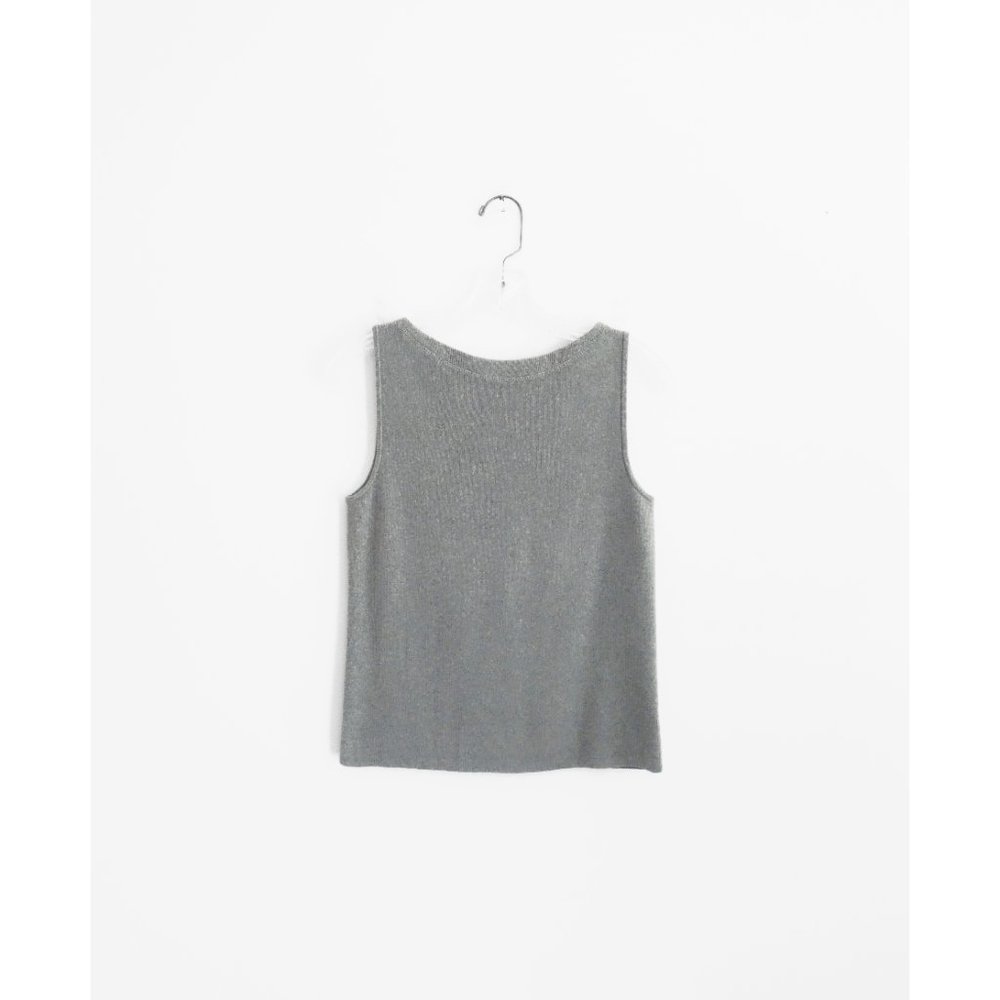 Vtg 90s Linda Allard Ellen Tracy Grey Cashmere Knit Sleeveless Top size Large - Picture 1 of 6